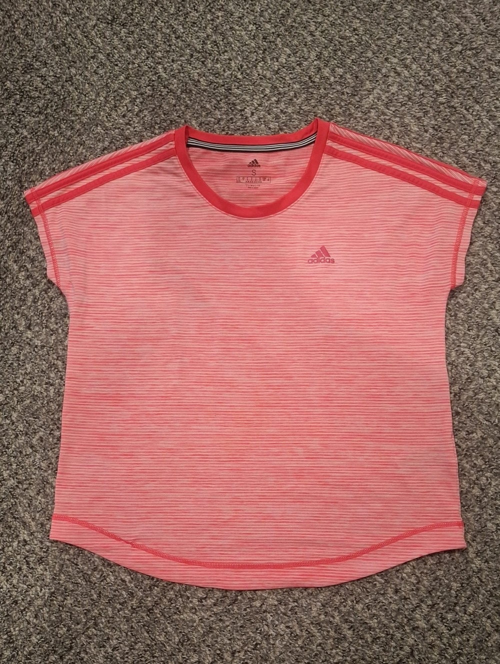 adidas Pink Striped Short-Sleeve Athletic Tee